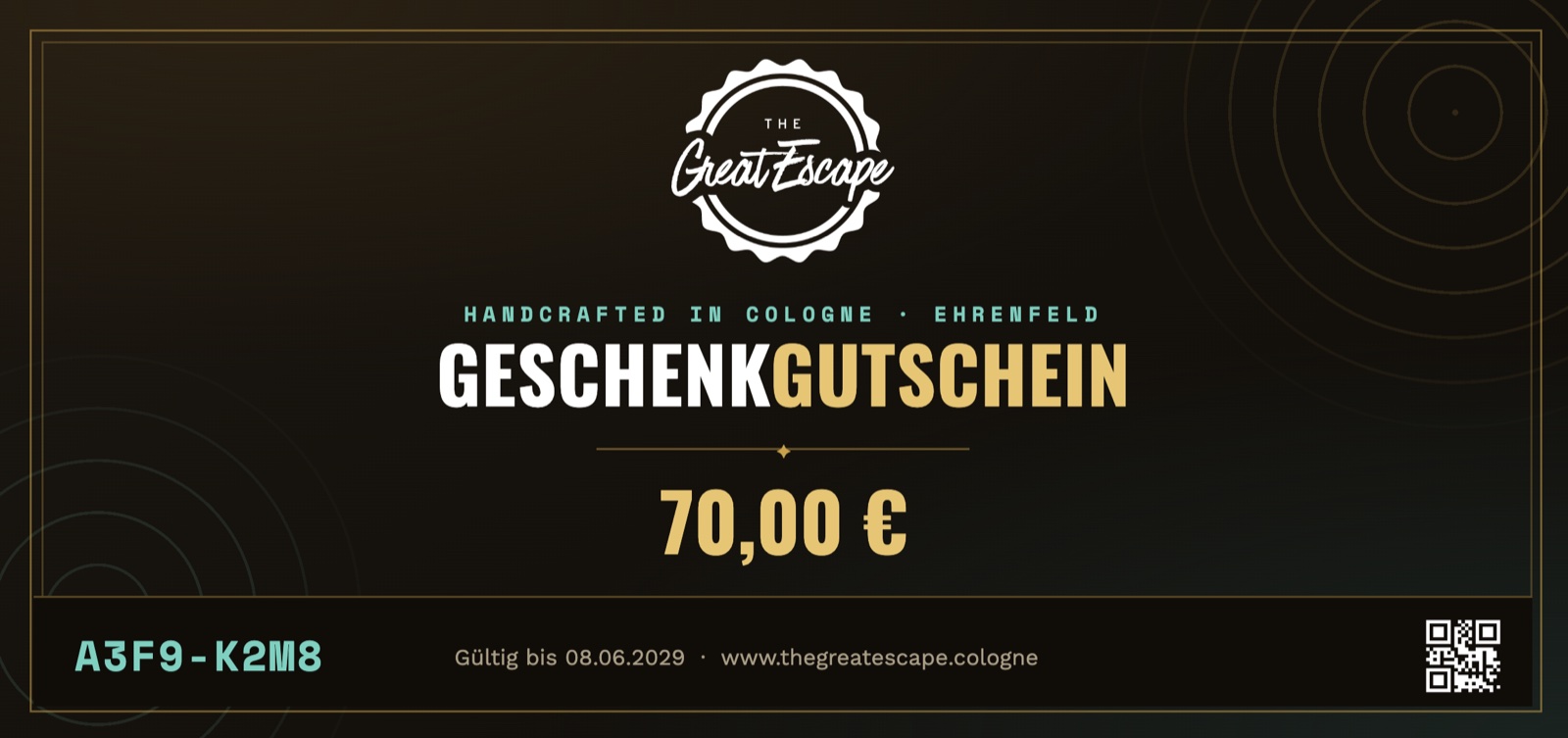 Geschenkgutschein The Great Escape – ohne Grußbotschaft