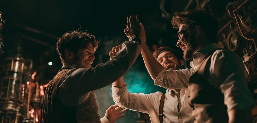 Large group celebrating together at the escape room in Cologne